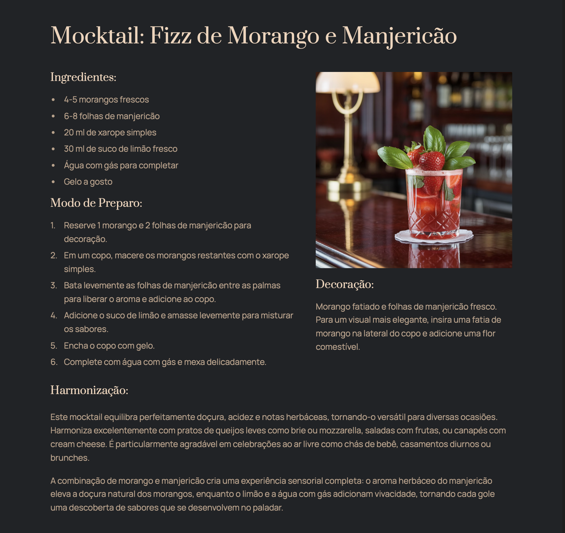 Receita completa: Mocktail Fizz de Morango e Manjericão